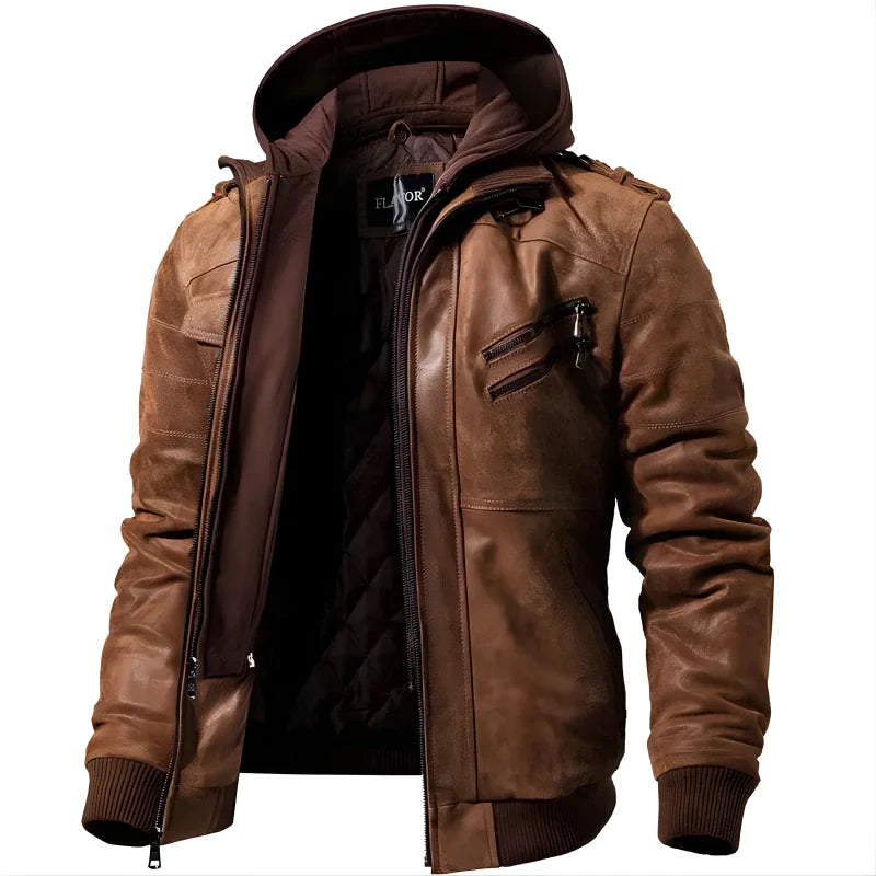 Biker-Herrenjacke mit Kapuze