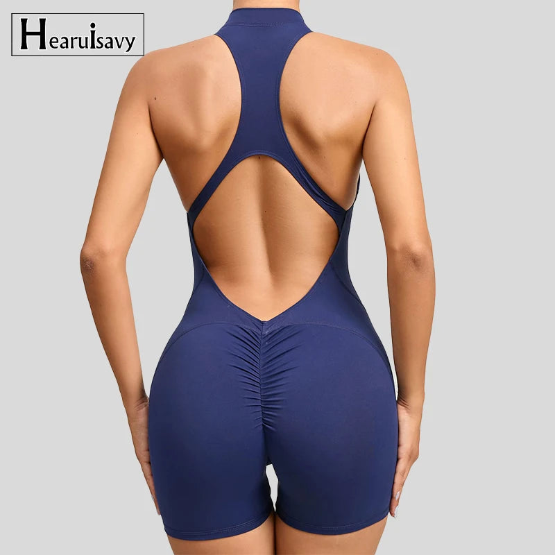 Kurze Sport Overall Ärmel Turnhalle Set Frauen Yoga Kleidung Strampler Workout einteiliges Anzug Weibliche Outdoor Erholung Bodys